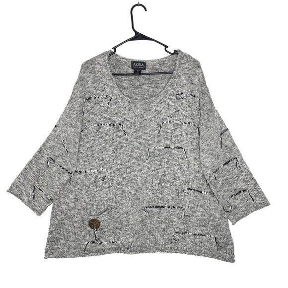 AKIRA Gray Crew Neck Sweater - Picture 1 of 7